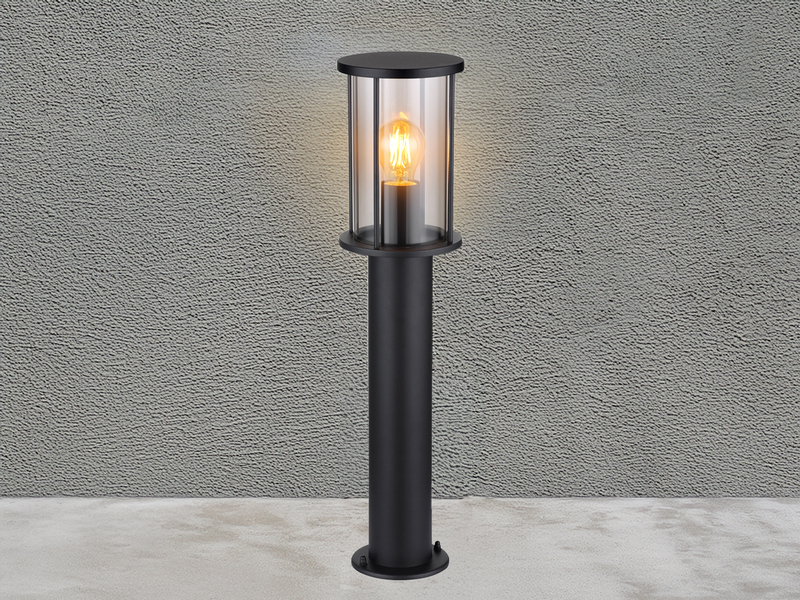 LED Wegeleuchte Gartenlaterne aus Edelstahl mit Rauchglas, Höhe 60cm