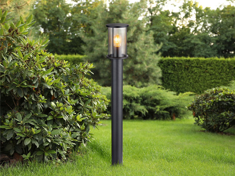 LED Wegeleuchte Gartenlaterne aus Edelstahl mit Rauchglas, Höhe 100cm