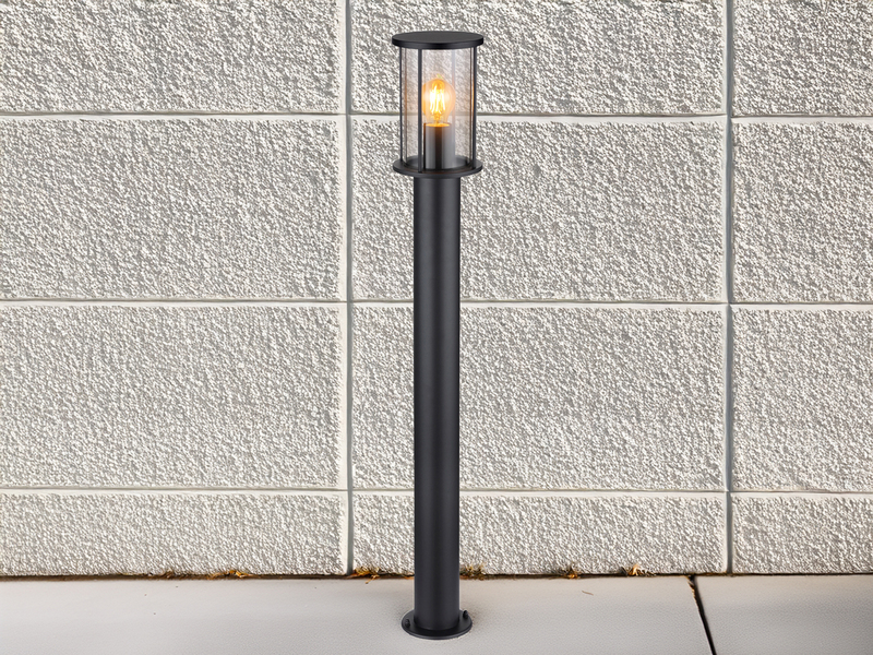 LED Wegeleuchte Gartenlaterne aus Edelstahl mit Rauchglas, Höhe 100cm
