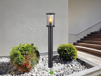 LED Wegeleuchte Gartenlaterne aus Edelstahl mit Rauchglas, Höhe 100cm