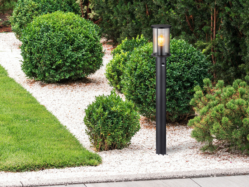 LED Wegeleuchte mit Bewegungsmelder aus Edelstahl mit Rauchglas, H: 100cm