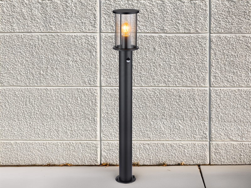 LED Wegeleuchte mit Bewegungsmelder aus Edelstahl mit Rauchglas, H: 100cm