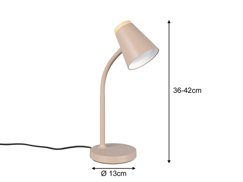 LED Schreibtischlampe PONGO Beige flexibel biegsam, Höhe 36cm