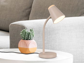 LED Schreibtischlampe PONGO Beige flexibel biegsam, Höhe 36cm