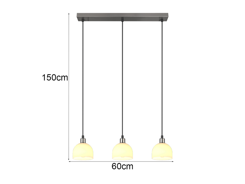 Pendelleuchte MOLLY 3-flammig mit Glasschirmen Opalweiß,  Ø 12cm