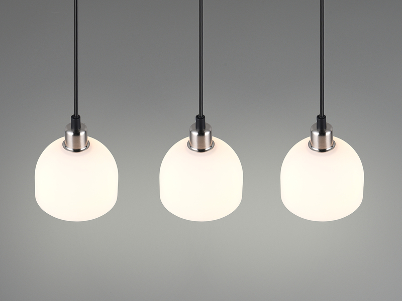 Pendelleuchte MOLLY 3-flammig mit Glasschirmen Opalweiß,  Ø 12cm