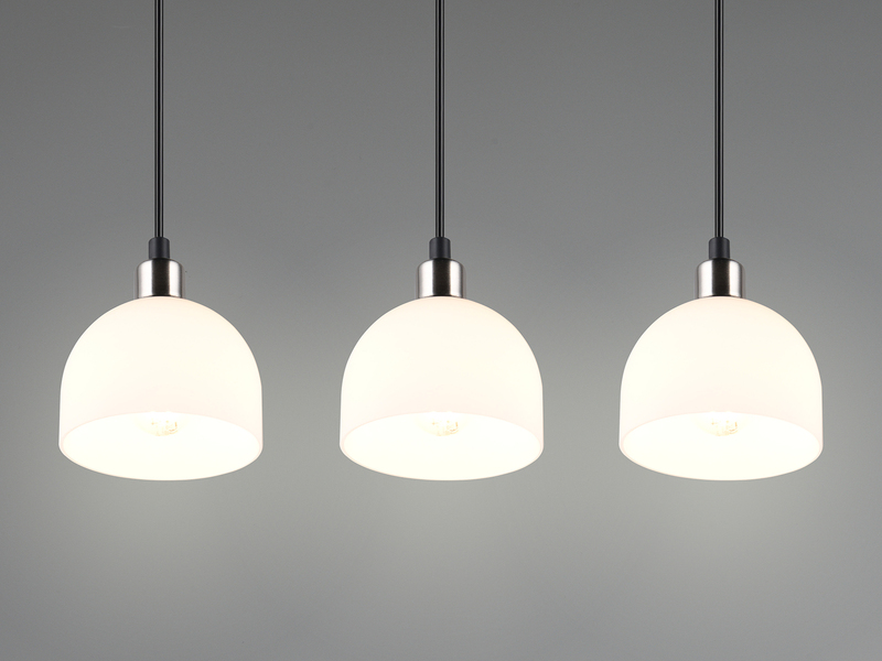 Pendelleuchte MOLLY 3-flammig mit Glasschirmen Opalweiß,  Ø 12cm