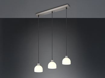 Pendelleuchte MOLLY 3-flammig mit Glasschirmen Opalweiß,  Ø 12cm