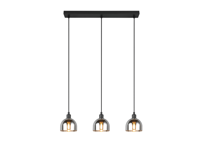 Pendelleuchte MOLLY 3-flammig Rauchglas Chrom verspiegelt, Ø 12cm