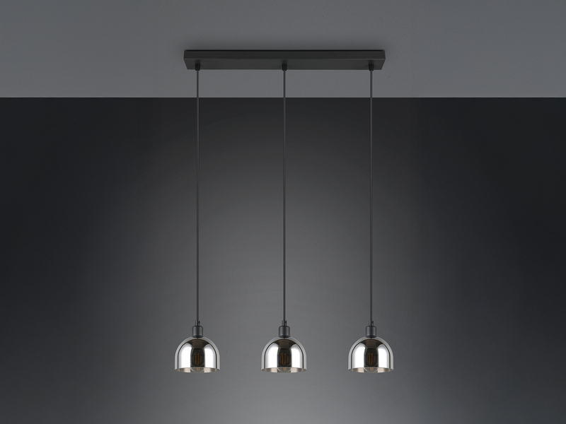 Pendelleuchte MOLLY 3-flammig Rauchglas Chrom verspiegelt, Ø 12cm