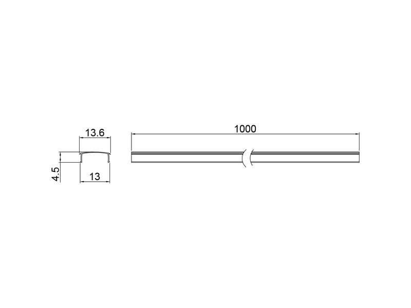 Abdeckschiene für DUOline Schienensystem, transparent, Länge 100cm