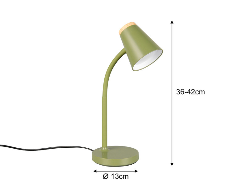 LED Schreibtischlampe PONGO Grün flexibel biegsam, Höhe 36cm