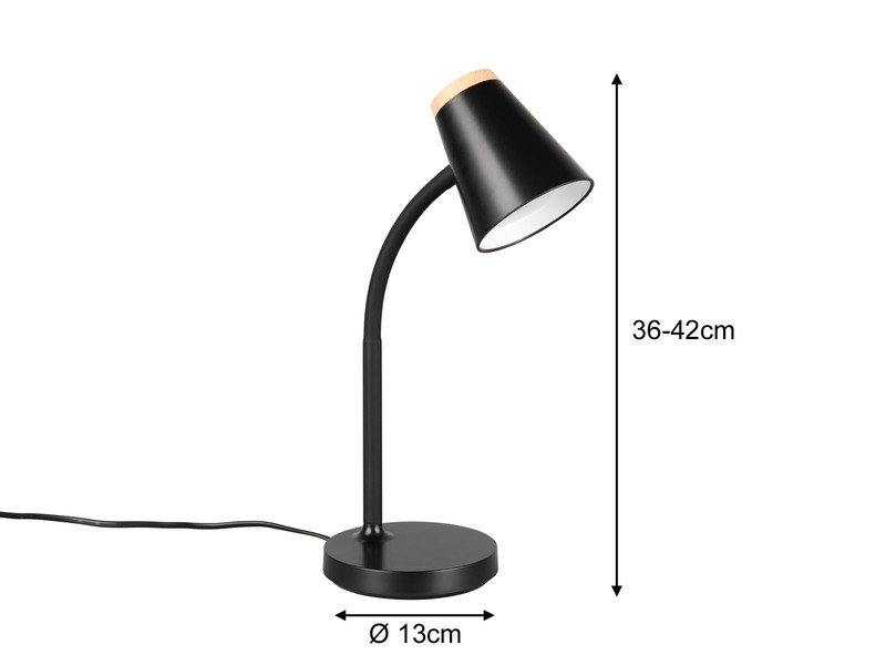 LED Schreibtischlampe PONGO Schwarz flexibel biegsam, Höhe 36cm