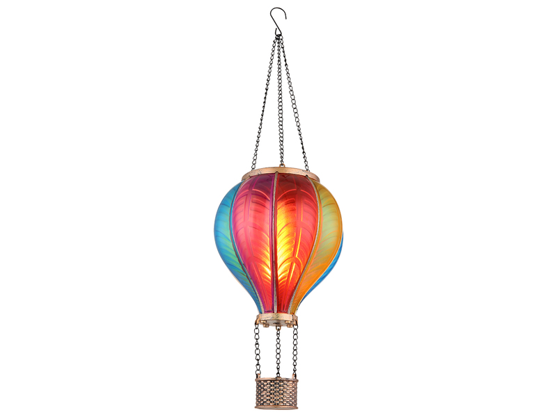 Deko Solarleuchte mit buntem Heißluftballon aus Kunststoff, Höhe 46,5cm