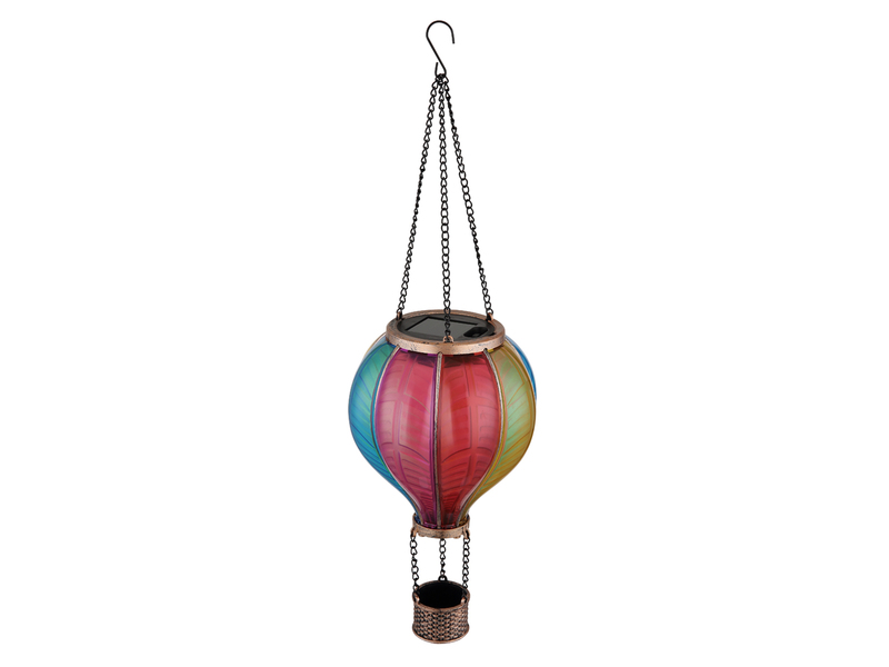 Deko Solarleuchte mit buntem Heißluftballon aus Kunststoff, Höhe 46,5cm