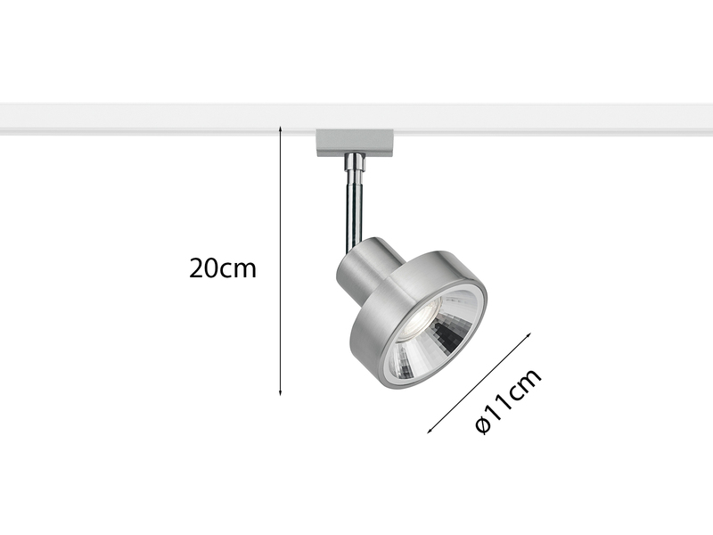 Strahler LEON in Silber für DUOline 2-Phasen Schienensystem