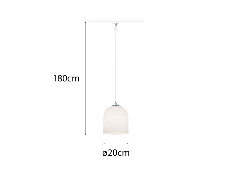 Pendelleuchte ONTARIO mit Glasschirm Weiß Ø 20cm für DUOline Schienensystem