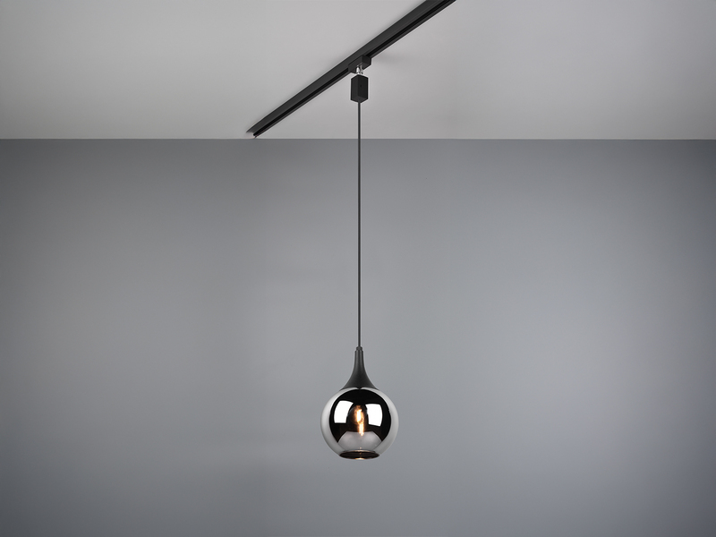 Pendelleuchte LUMINA mit Glasschirm Chrom Ø 18cm für DUOline Schienensystem