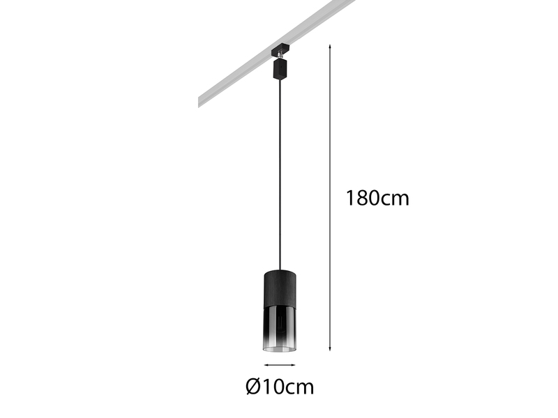 Pendelleuchte ROBIN mit Rauchglas Ø 10cm für DUOline Schienensystem