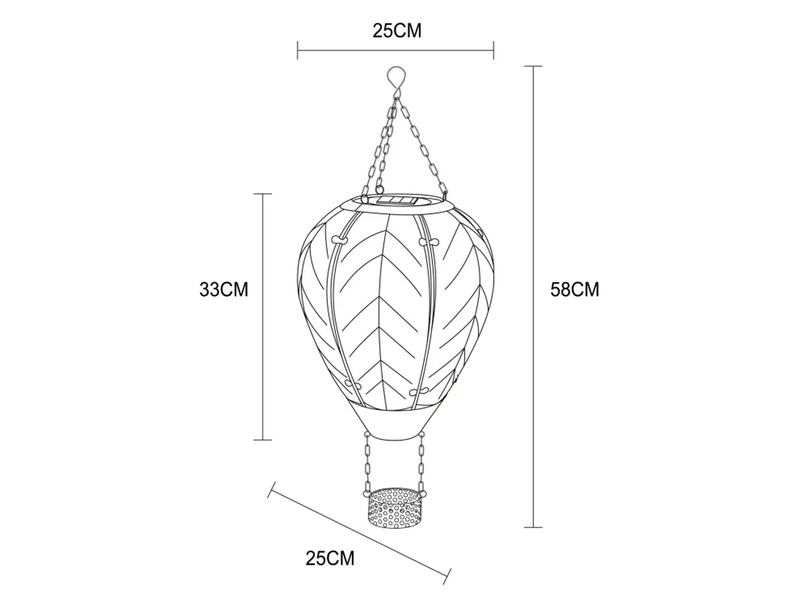 Deko Solarleuchte mit buntem Heißluftballon aus Glas & Flammeneffekt, Höhe 58cm