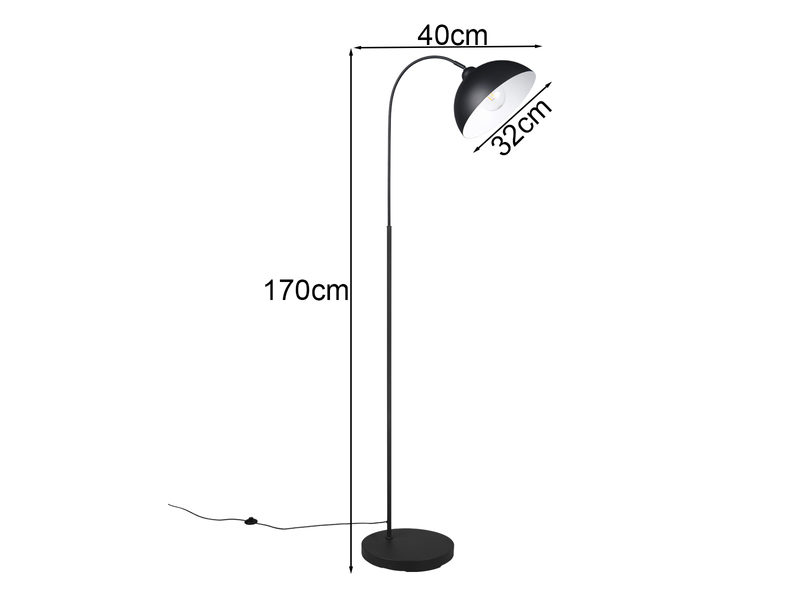 Große Stehlampe SIERRA Schwarz mit Metallfuß - Höhe 170cm