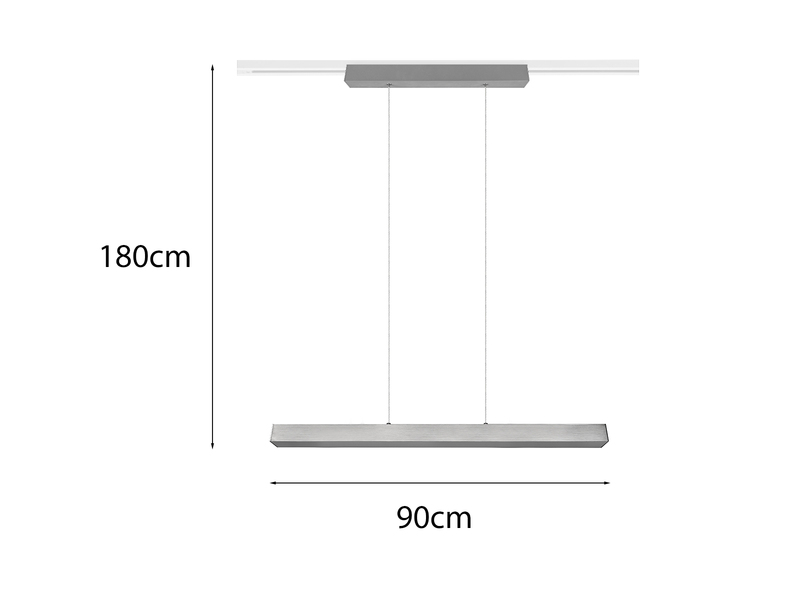 LED Pendelleuchte PAROS Silber, Breite 90cm für DUOline Schienensystem