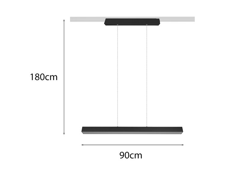 LED Pendelleuchte PAROS Schwarz, Breite 90cm für DUOline Schienensystem