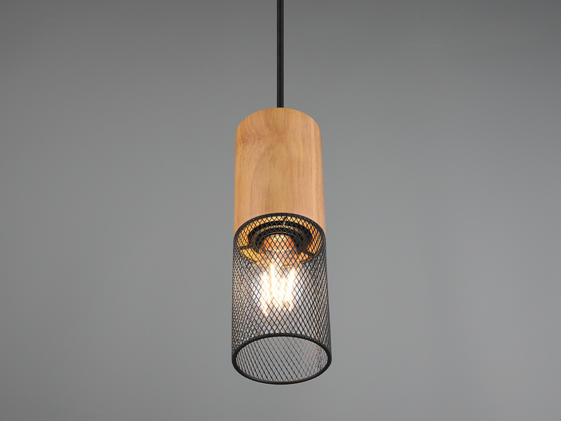 Kleine Pendelleuchte TOSH mit Holz Ø 8cm für DUOline Schienensystem