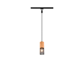 Kleine Pendelleuchte TOSH mit Holz Ø 8cm für DUOline Schienensystem