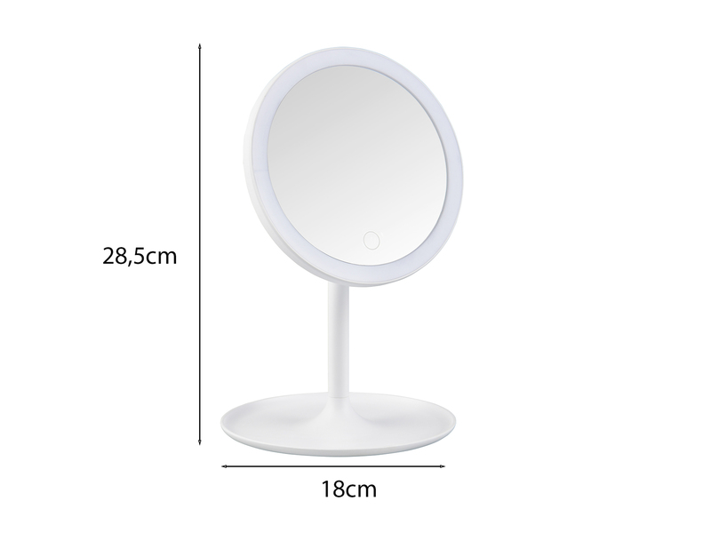 Kosmetikspiegel ELARA mit LED Beleuchtung in Weiß, Höhe 28,5cm