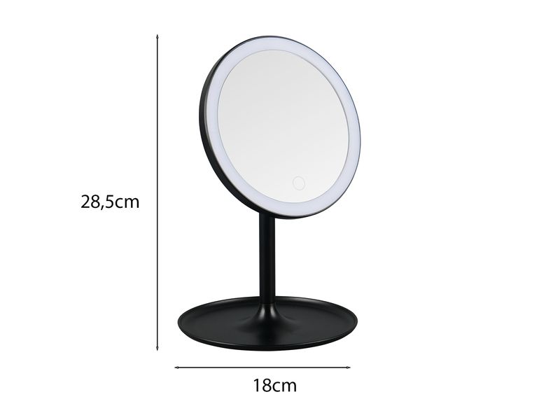 Kosmetikspiegel ELARA mit LED Beleuchtung in Schwarz, Höhe 28,5cm