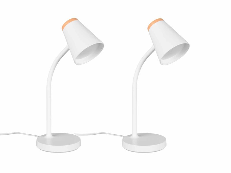 2er SET LED Schreibtischlampen Weiß flexibel biegsam, Höhe 36cm