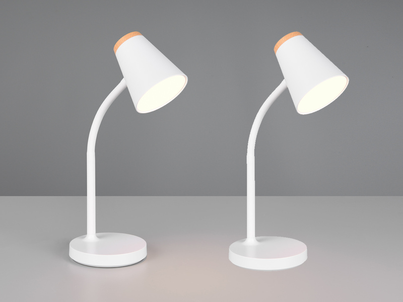 2er SET LED Schreibtischlampen Weiß flexibel biegsam, Höhe 36cm