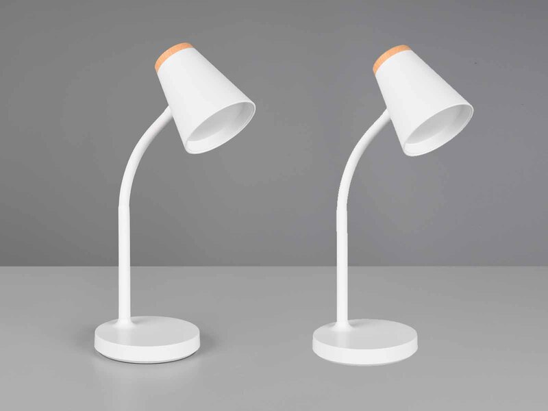 2er SET LED Schreibtischlampen Weiß flexibel biegsam, Höhe 36cm