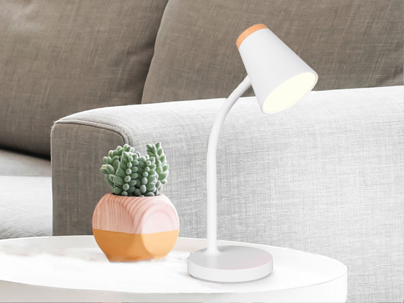 2er SET LED Schreibtischlampen Weiß flexibel biegsam, Höhe 36cm