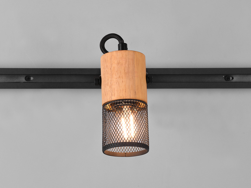 Strahler TOSH mit Holz für DUOline 2-Phasen Schienensystem
