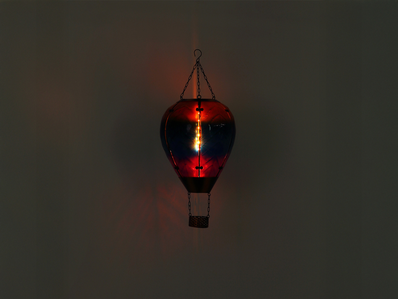 2er Set Deko Solarleuchten Heißluftballon aus Glas Bunt & Flammeneffekt, H:58cm
