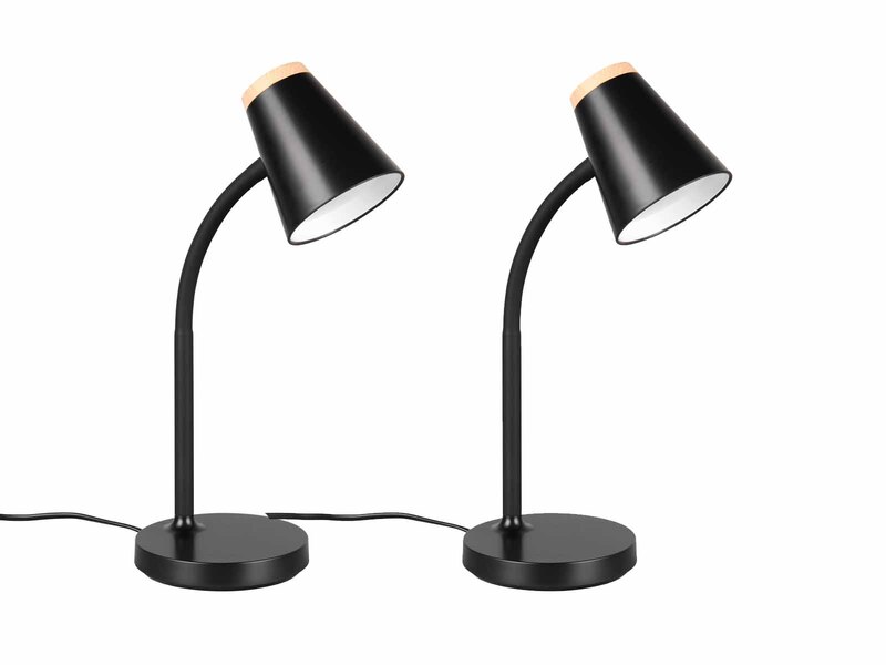 2er SET LED Schreibtischlampen Schwarz flexibel biegsam, Höhe 36cm