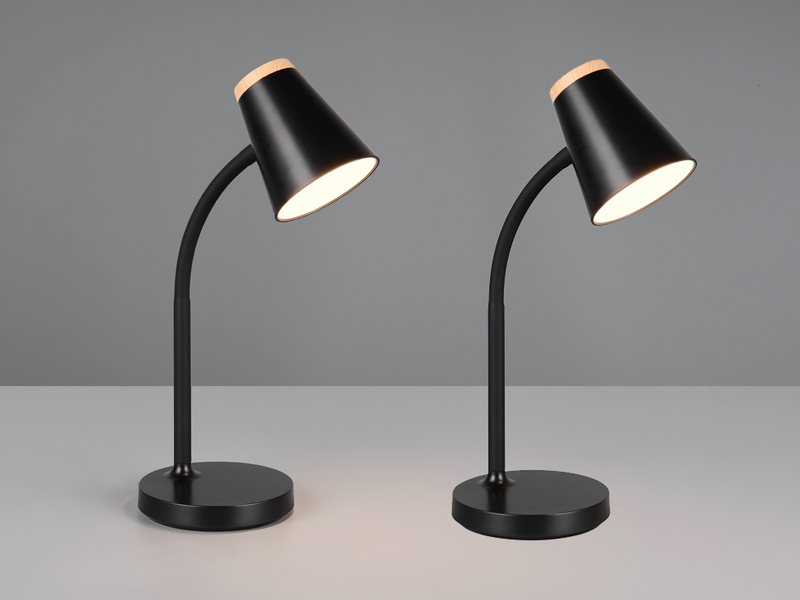 2er SET LED Schreibtischlampen Schwarz flexibel biegsam, Höhe 36cm