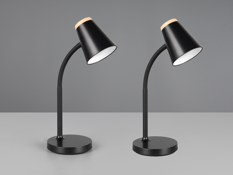 2er SET LED Schreibtischlampen Schwarz flexibel biegsam, Höhe 36cm