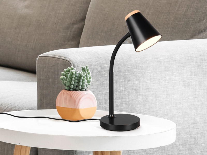 2er SET LED Schreibtischlampen Schwarz flexibel biegsam, Höhe 36cm