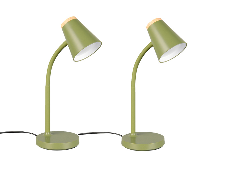 2er SET LED Schreibtischlampen Grün flexibel biegsam, Höhe 36cm
