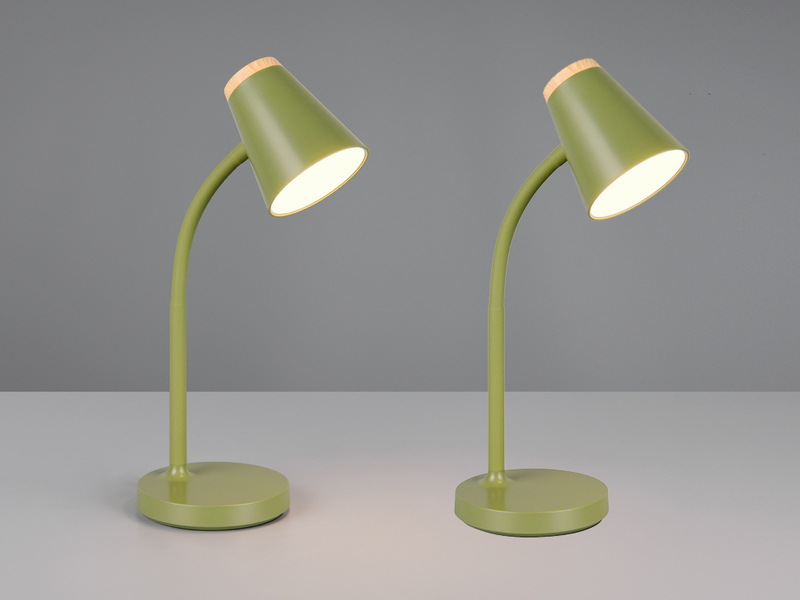 2er SET LED Schreibtischlampen Grün flexibel biegsam, Höhe 36cm