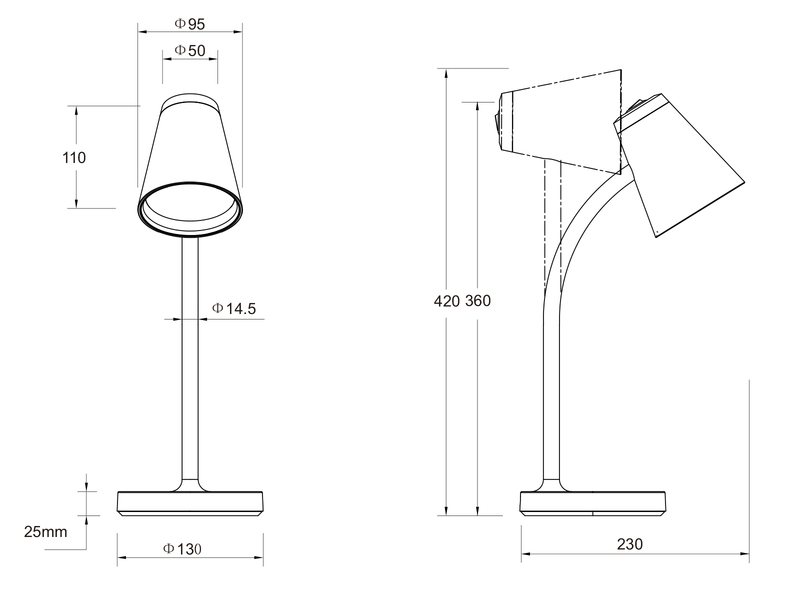 2er SET LED Schreibtischlampen Grün flexibel biegsam, Höhe 36cm
