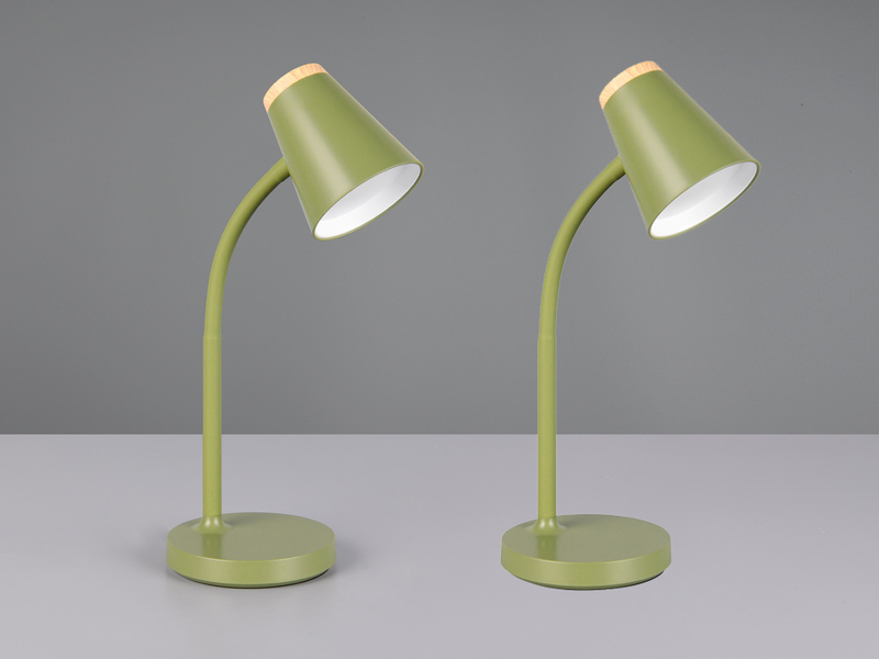 2er SET LED Schreibtischlampen Grün flexibel biegsam, Höhe 36cm