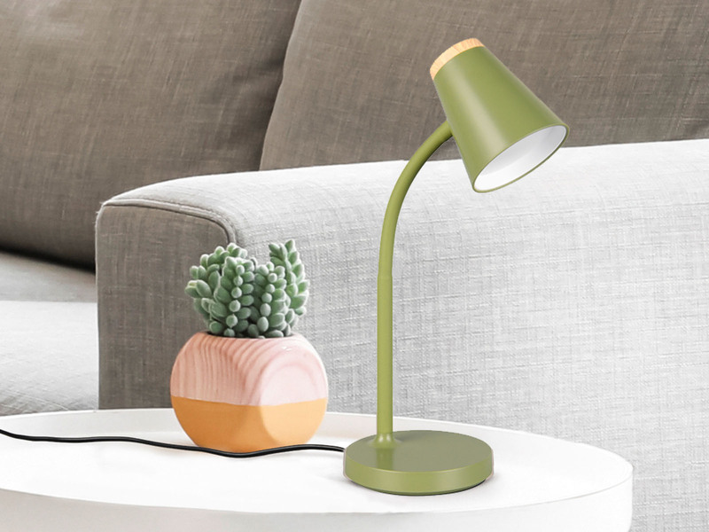 2er SET LED Schreibtischlampen Grün flexibel biegsam, Höhe 36cm
