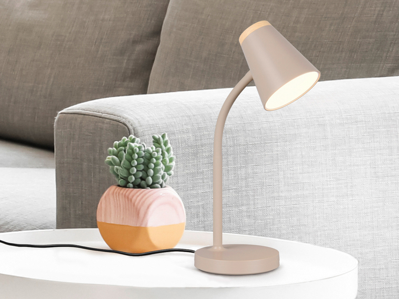 2er SET LED Schreibtischlampen Beige flexibel biegsam, Höhe 36cm