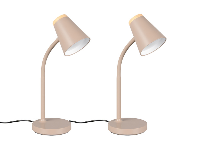 2er SET LED Schreibtischlampen Beige flexibel biegsam, Höhe 36cm