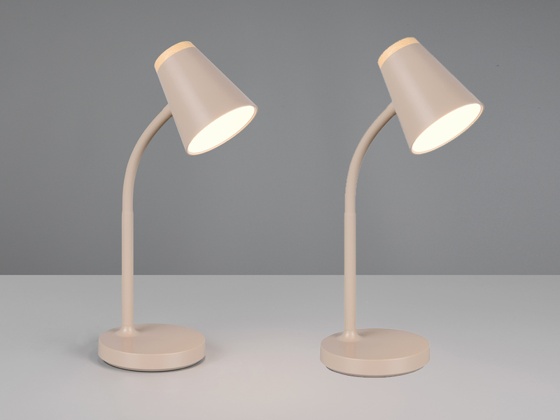2er SET LED Schreibtischlampen Beige flexibel biegsam, Höhe 36cm
