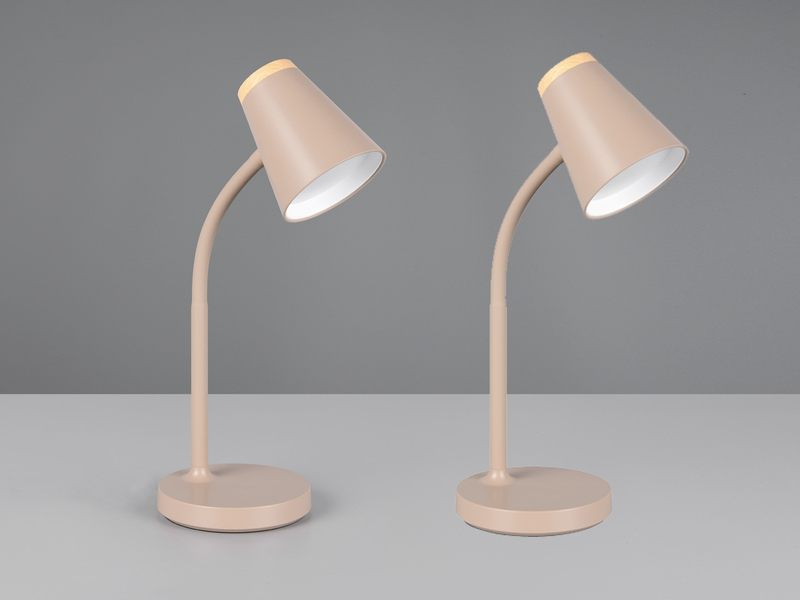 2er SET LED Schreibtischlampen Beige flexibel biegsam, Höhe 36cm